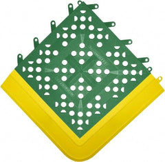 Wearwell - 27" Long x 42" Wide x 27" High x 5/8" Thick, PVC Plumbed Wash Station Emergency Eyewash/Drench Shower Mat - Green Matting, Includes 3" Wide Ramps - Americas Industrial Supply