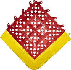 Wearwell - 27" Long x 42" Wide x 27" High x 5/8" Thick, PVC Plumbed Wash Station Emergency Eyewash/Drench Shower Mat - Red Matting, Includes 3" Wide Ramps - Americas Industrial Supply