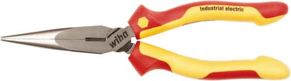 Wiha - 200mm OAL, 2-3/4" Jaw Length, Long Nose Side Cutting Pliers - Insulated Handles - Americas Industrial Supply