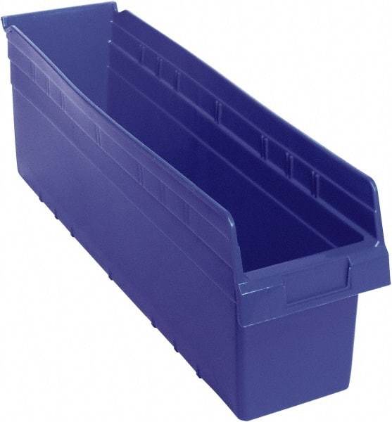 Quantum Storage - 23-5/8" Deep, Blue Polypropylene Hopper Shelf Bin - 8" High x 6-5/8" Wide x 23-5/8" Long - Americas Industrial Supply