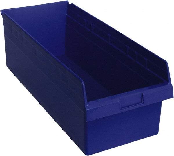 Quantum Storage - 23-5/8" Deep, Blue Polypropylene Hopper Shelf Bin - 8" High x 11-1/8" Wide x 23-5/8" Long - Americas Industrial Supply