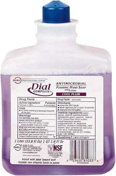 Dial - 1 L Bottle Foam Soap - Purple, Plum Scent - Americas Industrial Supply