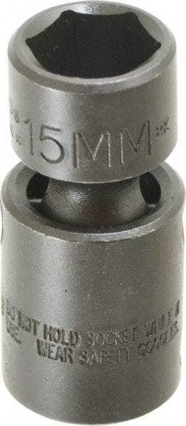 Proto - 3/8" Drive 15mm Standard Universal Impact Socket - 6 Points, 2-3/32" OAL - Americas Industrial Supply