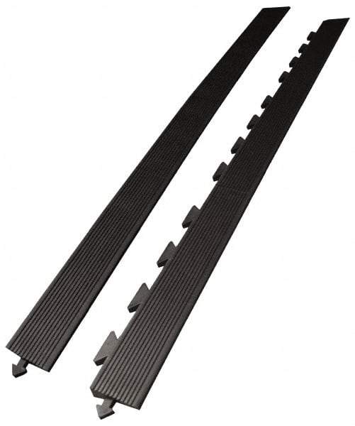 Wearwell - 5' Long x 3' Wide x 5/8" Thick, Anti-Fatigue Modular Matting Ramp Edge - Male, 1 Interlocking Side, Black, For Dry Areas, Series 502 - Americas Industrial Supply