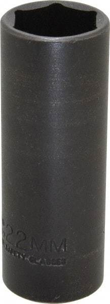 Proto - 1/2" Drive 22mm Deep Thin Wall Impact Socket - 6 Points, 3-1/2" OAL - Americas Industrial Supply