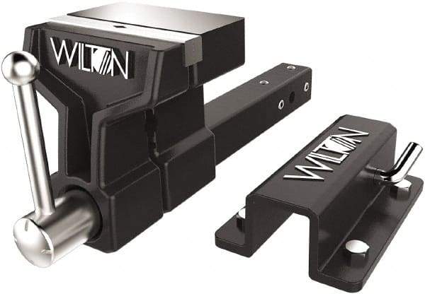 Wilton - 6" Jaw Width x 5-3/4" Jaw Opening Capacity, 5" Throat Depth, Bench & Pipe Combination Vise - 3/4 to 3" Pipe Capacity, Stationary Base, Bolt Down Attachment, Ductile Iron - Americas Industrial Supply