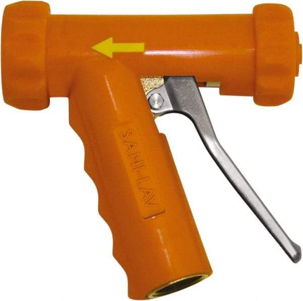 SANI-LAV - 3/4" Pipe, Insulated, Grade C-36000 Brass Adjustable Spray Pattern Nozzle - Safety Orange, 3/4 GHT Connection, 5.3 Gal per min at 100 psi, 3/4 GHT, 3/4" Orifice Diam, For Use With Water - Americas Industrial Supply