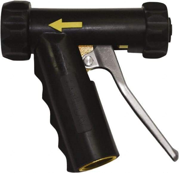 SANI-LAV - 3/4" Pipe, Insulated, Grade C-36000 Brass Adjustable Spray Pattern Nozzle - Black, 3/4 GHT Connection, 7 Gal per min at 100 psi, 3/4 GHT, 3/4" Orifice Diam, For Use With Water - Americas Industrial Supply
