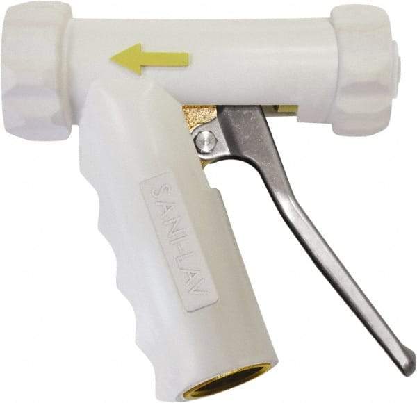 SANI-LAV - 3/4" Pipe, Insulated, Grade C-36000 Brass Adjustable Spray Pattern Nozzle - White, 3/4 GHT Connection, 7 Gal per min at 100 psi, 3/4 GHT, 3/4" Orifice Diam, For Use With Water - Americas Industrial Supply