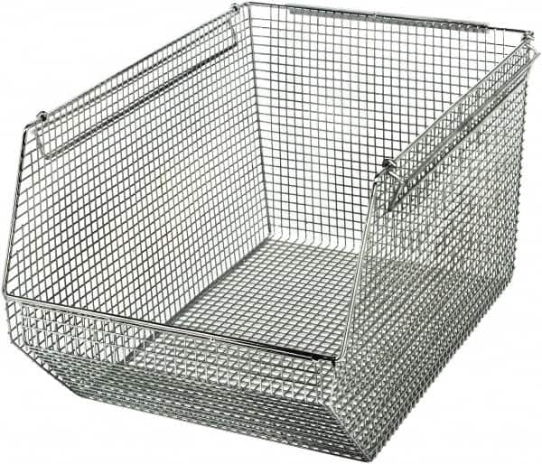 Quantum Storage - 175 Lb. Load Capacity, 18-1/2" Deep, Chrome Hopper Stacking Bin - 10-1/8" High x 11" Wide x 18-1/2" Long - Americas Industrial Supply