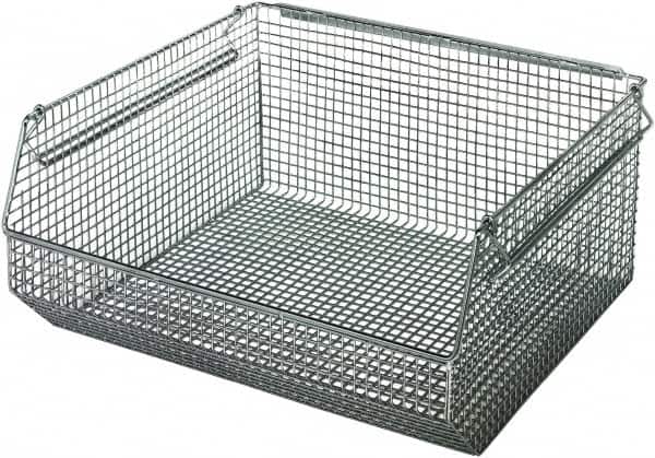 Quantum Storage - 175 Lb. Load Capacity, 14-1/2" Deep, Chrome Hopper Stacking Bin - 7" High x 16-1/4" Wide x 14-1/2" Long - Americas Industrial Supply