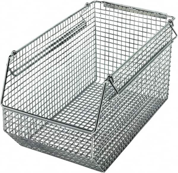 Quantum Storage - 175 Lb. Load Capacity, 14-1/2" Deep, Chrome Hopper Stacking Bin - 7" High x 8" Wide x 14-1/2" Long - Americas Industrial Supply