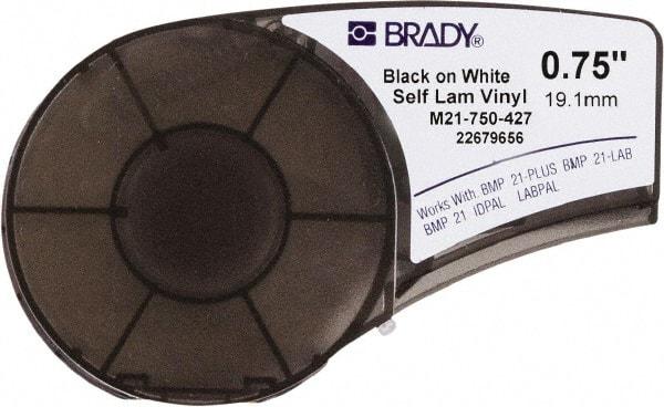 Brady - 3/4" Wide x 168" Long, Translucent & White Vinyl Tape - For BMP21 Plus Portable Label Printer, IDPAL Handheld Label Maker - Americas Industrial Supply