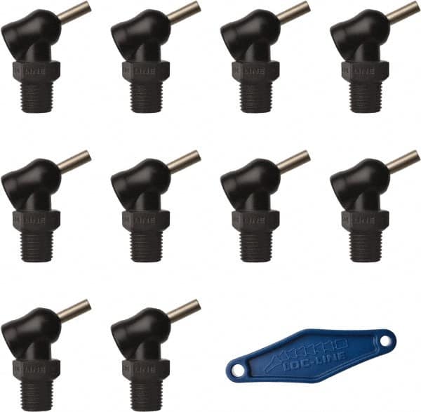 Loc-Line - 1/4" Hose Inside Diam x 5/32" Nozzle Diam, High-Pressure Coolant Hose Nozzle - NPT, for Use with Loc-Line Modular Hose System, 10 Pieces - Americas Industrial Supply