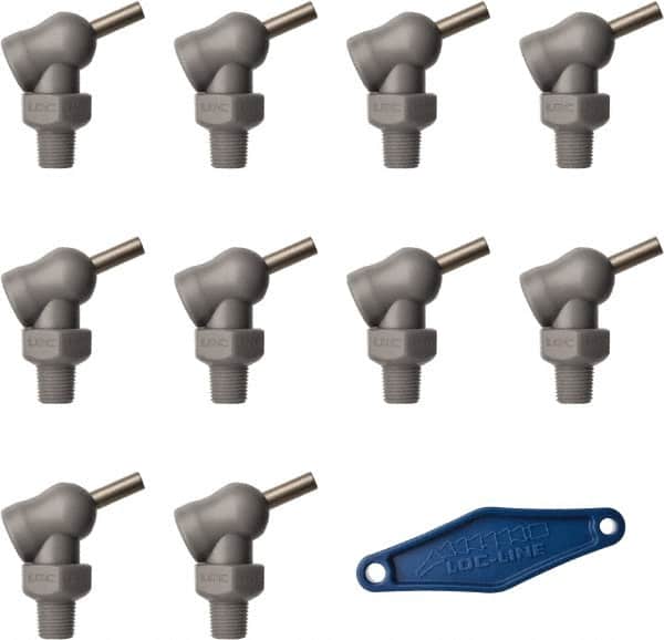 Loc-Line - 1/8" Hose Inside Diam x 5/32" Nozzle Diam, High-Pressure Coolant Hose Nozzle - NPT, for Use with Loc-Line Modular Hose System, 10 Pieces - Americas Industrial Supply