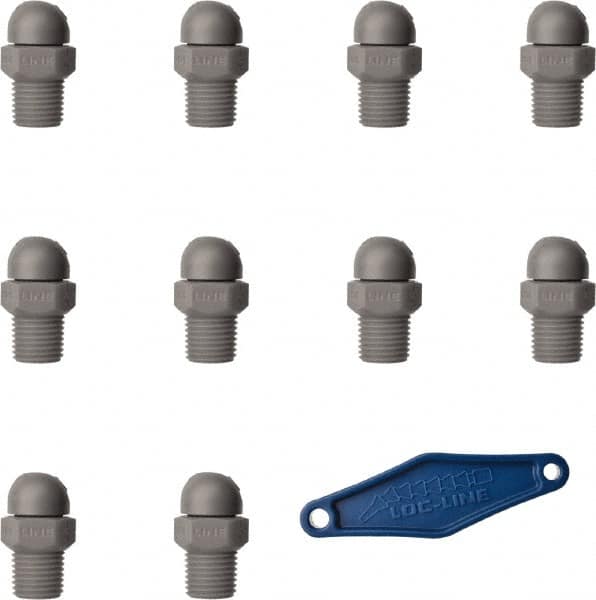 Loc-Line - 1/4" Hose Inside Diam x 5/32" Nozzle Diam, High-Pressure Coolant Hose Nozzle - NPT, for Use with Loc-Line Modular Hose System, 10 Pieces - Americas Industrial Supply