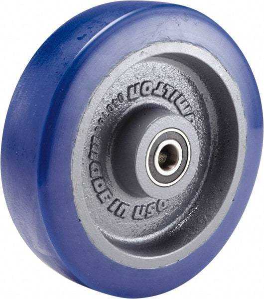 Hamilton - 8 Inch Diameter x 2 Inch Wide, Polyurethane Mold on to Cast Iron Center Caster Wheel - 2,700 Lb. Capacity, 3-1/4 Inch Hub Length, 3/4 Inch Axle Diameter, Sealed Precision Ball Bearing - Americas Industrial Supply