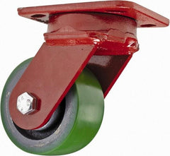 Hamilton - 4" Diam x 2" Wide x 5-5/8" OAH Top Plate Mount Swivel Caster - Polyurethane, 750 Lb Capacity, Sealed Precision Ball Bearing, 4 x 5" Plate - Americas Industrial Supply