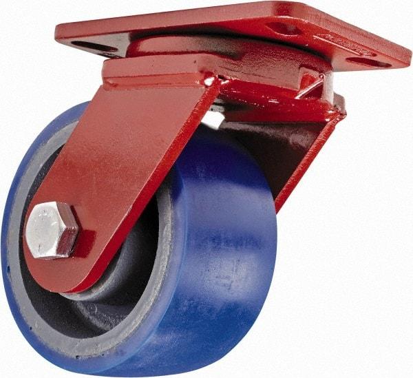 Hamilton - 6" Diam x 3" Wide x 7-1/2" OAH Top Plate Mount Swivel Caster - Polyurethane, 1,800 Lb Capacity, Sealed Precision Ball Bearing, 4-1/2 x 6-1/2" Plate - Americas Industrial Supply