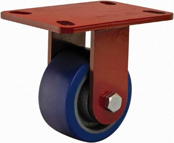 Hamilton - 4" Diam x 2" Wide x 5-5/8" OAH Top Plate Mount Rigid Caster - Polyurethane, 600 Lb Capacity, Sealed Precision Ball Bearing, 4 x 4-1/2" Plate - Americas Industrial Supply