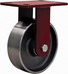 Hamilton - 6" Diam x 2" Wide x 7-1/2" OAH Top Plate Mount Rigid Caster - Steel, 2,500 Lb Capacity, Sealed Precision Ball Bearing, 4 x 4-1/2" Plate - Americas Industrial Supply