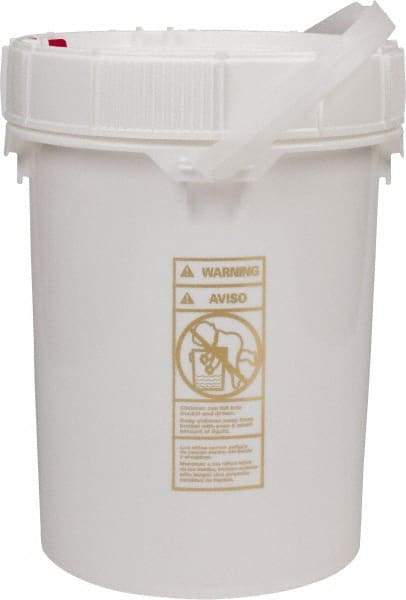 Made in USA - 5 Gal, High-Density Polyethylene Round White Single Pail - Handle & Lid Included - Americas Industrial Supply