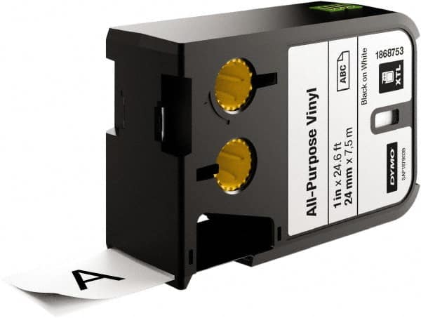Dymo - 1" Wide x 276" Long, Black on White Vinyl Cartridge - For DYMO XTL Printers 1868813, 1868814, 1868815 - Americas Industrial Supply