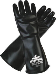 MCR Safety - Size M (8), 14" Long, 25 mil Thick, Butyl Chemical Resistant Gloves - Smooth Finish, Black - Americas Industrial Supply