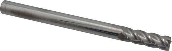 Accupro - 1/2", 4 Flute, Single End, Solid Carbide, 0.015" Corner Radius End Mill - 6" OAL, 40° Helix, Right Hand Flute, 1-1/2" LOC, Right Hand Cut - Americas Industrial Supply