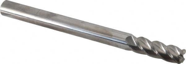 Accupro - 1/2", 4 Flute, Single End, Solid Carbide, 0.09" Corner Radius End Mill - 6" OAL, 40° Helix, Right Hand Flute, 1-1/2" LOC, Right Hand Cut - Americas Industrial Supply