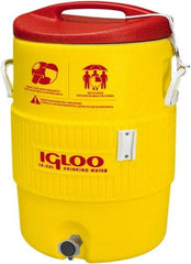 Igloo - 10 Gal Beverage Cooler - Plastic, Yellow/Red - Americas Industrial Supply