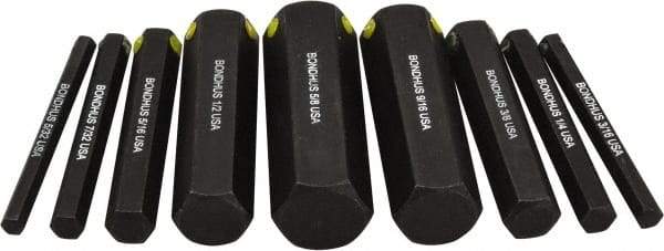 Bondhus - 9 Piece Hex Drive Bit Set - Hex Point - Americas Industrial Supply