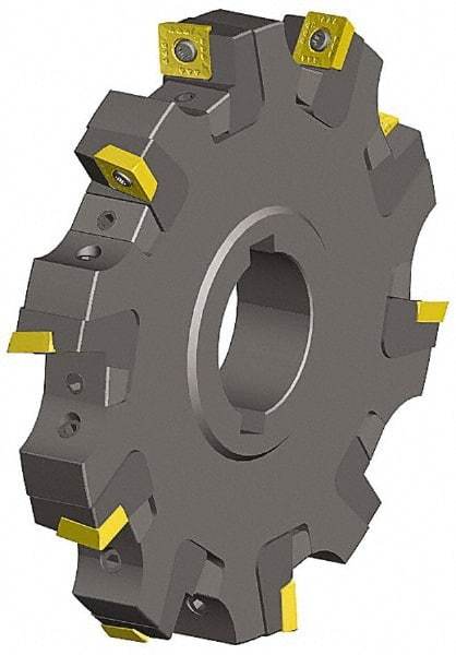 Kennametal - Arbor Hole Connection, 0.614" Cutting Width, 1.042" Depth of Cut, 4" Cutter Diam, 1-1/4" Hole Diam, 10 Tooth Indexable Slotting Cutter - KSSS Toolholder, SPCT, SPET, SPPT Insert, Neutral Cutting Direction - Americas Industrial Supply