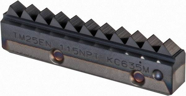 Kennametal - 11.5 TPI, Internal/External Thread, NPT Standard, TM25 KC635M Grade Thread Mill Insert - Carbide, TiAlN Coating - Americas Industrial Supply