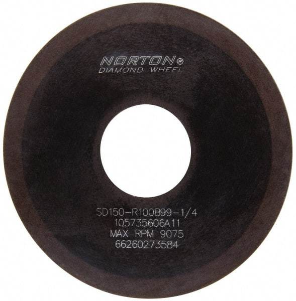 Norton - 4" Diam x 1-1/4" Hole x 1/16" Thick, 150 Grit Surface Grinding Wheel - Diamond, Type 1A1, Very Fine Grade, Resinoid Bond - Americas Industrial Supply
