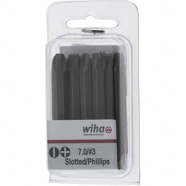 Wiha - 1/4" Drive, #3 Reversible Phillips/Slotted Screwdriver Bit - 2-3/8" OAL - Americas Industrial Supply