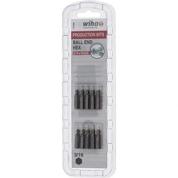 Wiha - 1/4" Drive, Hex Inch Screwdriver Bit - 1" OAL - Americas Industrial Supply