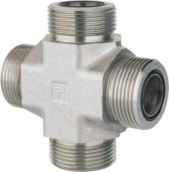 Parker - 1" OD, Steel Union Cross - 6,000 Max Working psi, 1-5/8" Hex, O-ring Face Seal Ends - Americas Industrial Supply