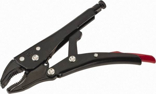 Proto - 7-15/32" OAL Curved Jaw Locking Pliers - 11/32" Jaw Width, 1-19/64" Jaw Depth, 1-21/32" Jaw Opening, Standard Handle - Americas Industrial Supply