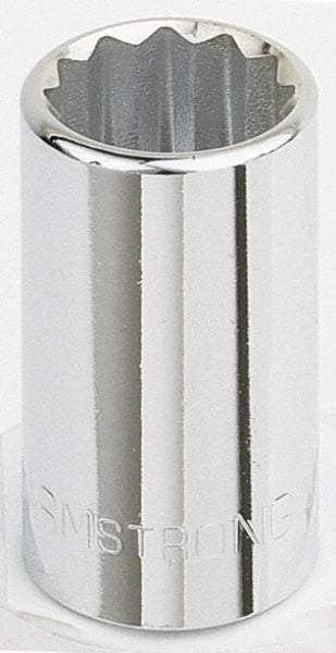Armstrong - 1/2" Drive, Standard Hand Socket - 12 Points, 1-15/32" OAL, Chrome Finish - Americas Industrial Supply