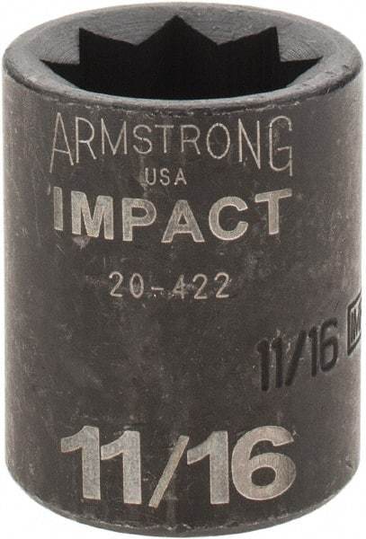 Armstrong - 1/2" Drive 11/16" Standard Impact Socket - 1-1/2" OAL - Americas Industrial Supply