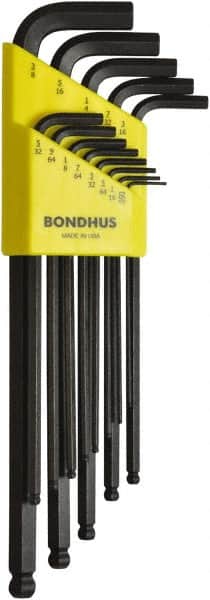 Bondhus - 13 Piece, L-Key Ball End Hex Key Set - 0.05 to 3/8" Range, Protanium High Torque Steel - Americas Industrial Supply