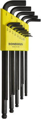 Bondhus - 13 Piece, L-Key Ball End Hex Key Set - 0.05 to 3/8" Range, Protanium High Torque Steel - Americas Industrial Supply