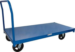 PRO-SOURCE - 2,000 Lb Capacity Steel Platform Truck - Steel Deck, 24" OAW, Mold On Rubber Casters - Americas Industrial Supply