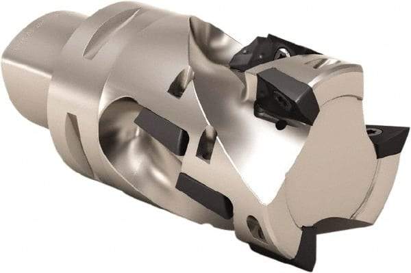 Seco - 54mm Cut Diam, 47mm Max Depth of Cut, 112mm OAL, Indexable Square Shoulder Helical End Mill - XO.. 1806 Inserts, C5 Modular Connection, 90° Lead Angle, Through Coolant, Series Power Turbo - Americas Industrial Supply