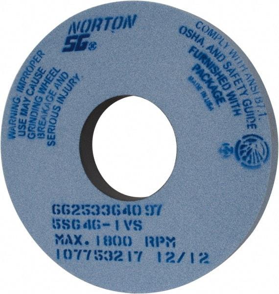 Norton - 14" Diam x 5" Hole x 1-1/2" Thick, I Hardness, 46 Grit Surface Grinding Wheel - Ceramic, Type 1, Coarse Grade, 1,800 Max RPM, Vitrified Bond, No Recess - Americas Industrial Supply