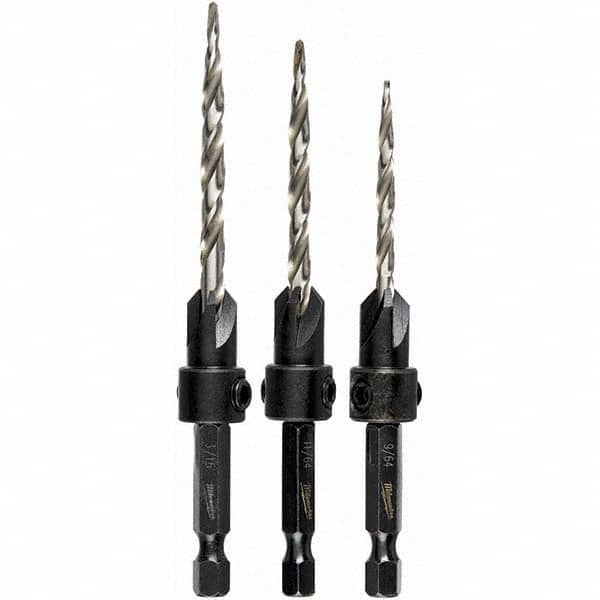 Milwaukee Tool - Countersink Sets Countersink Type: Single Flute Minimum Head Diameter (Inch): 1/8 - Americas Industrial Supply