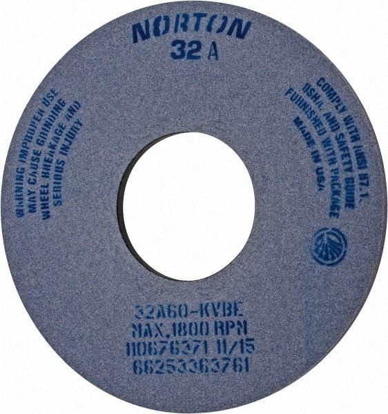 Norton - 14" Diam x 5" Hole x 1/2" Thick, K Hardness, 60 Grit Surface Grinding Wheel - Aluminum Oxide, Type 1, Medium Grade, 1,800 Max RPM, Vitrified Bond, No Recess - Americas Industrial Supply