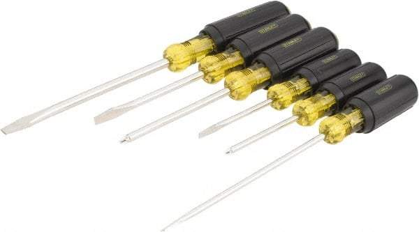 Stanley - 6 Piece Cabinet, Phillips & Slotted Screwdriver Set - Bit Sizes: Philips #1 & #2, Tip Thickness: 3/16, 1/4 & 5/16 - Americas Industrial Supply