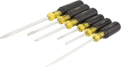 Stanley - 6 Piece Cabinet, Phillips & Slotted Screwdriver Set - Bit Sizes: Philips #1 & #2, Tip Thickness: 3/16, 1/4 & 5/16 - Americas Industrial Supply